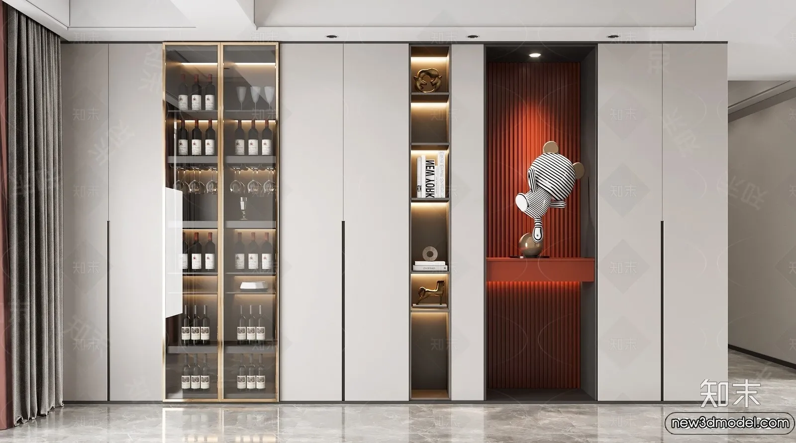 Wine Cabinet 3D Models - 3D Furniture for Interior Design - 107