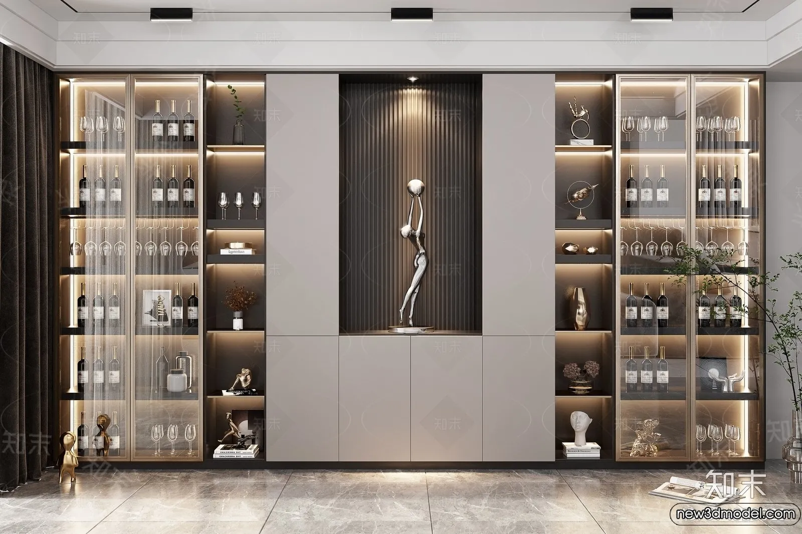 Wine Cabinet 3D Models - 3D Furniture for Interior Design - 108