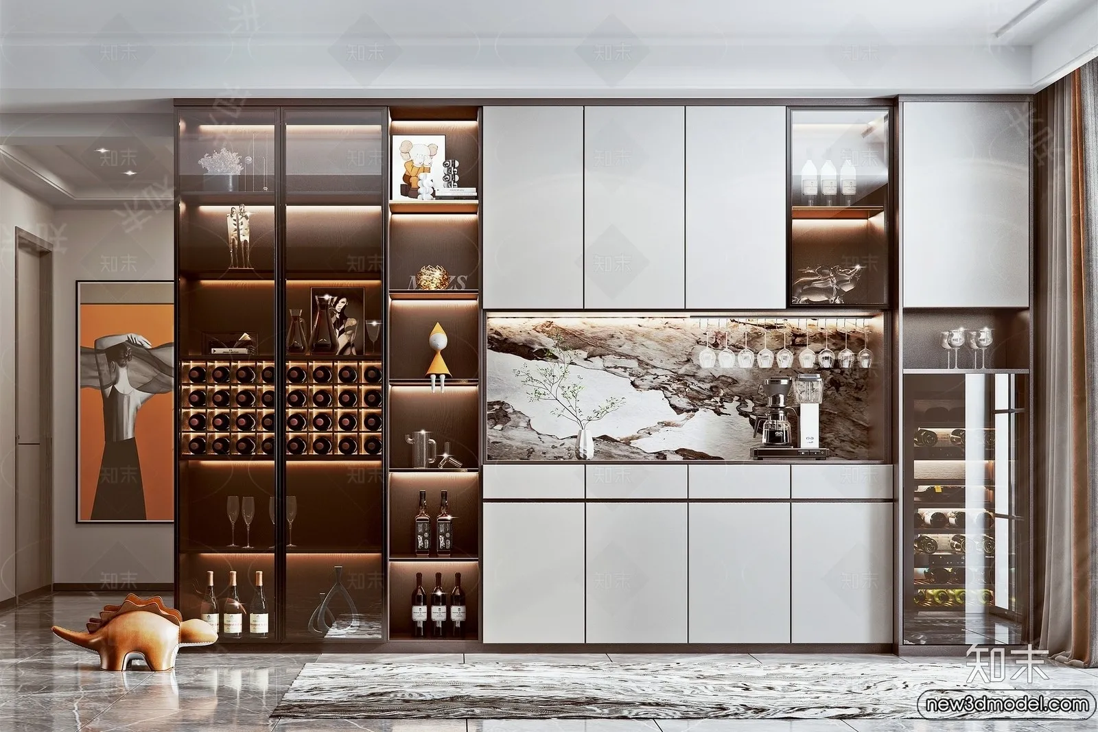 Wine Cabinet 3D Models - 3D Furniture for Interior Design - 111