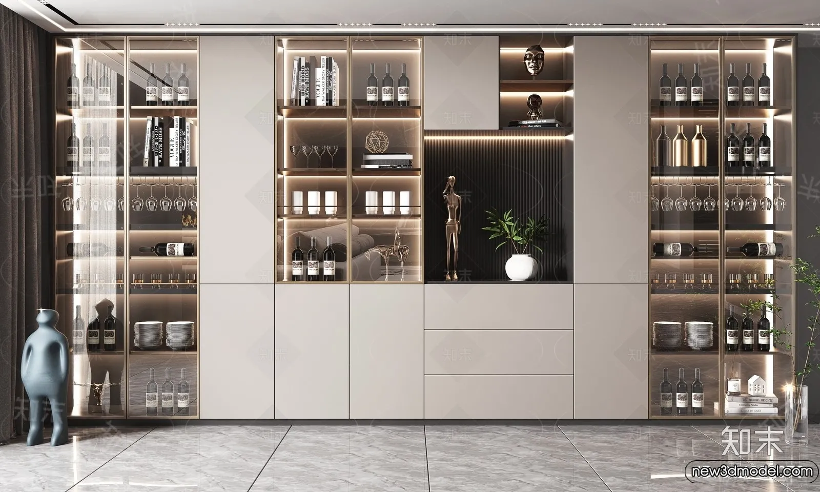 Wine Cabinet 3D Models - 3D Furniture for Interior Design - 115