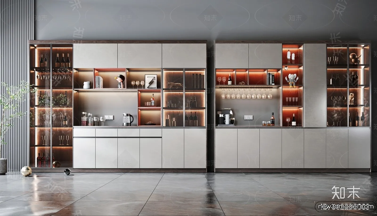 Wine Cabinet 3D Models - 3D Furniture for Interior Design - 116