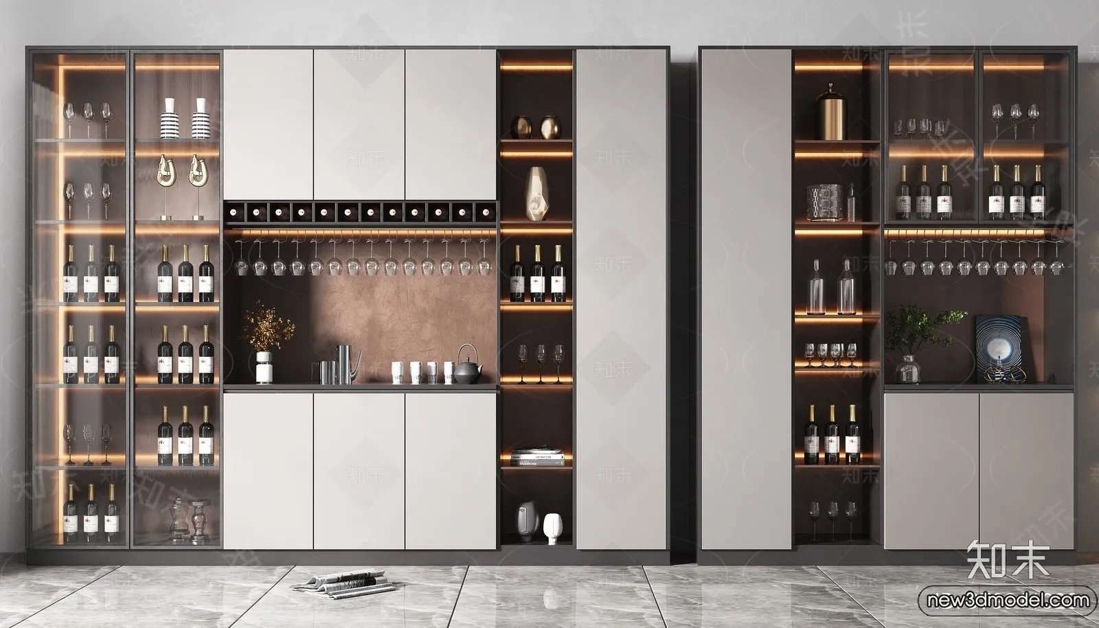 Wine Cabinet 3D Models - 3D Furniture for Interior Design - 118