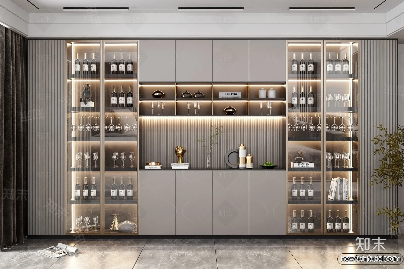 Wine Cabinet 3D Models - 3D Furniture for Interior Design - 120