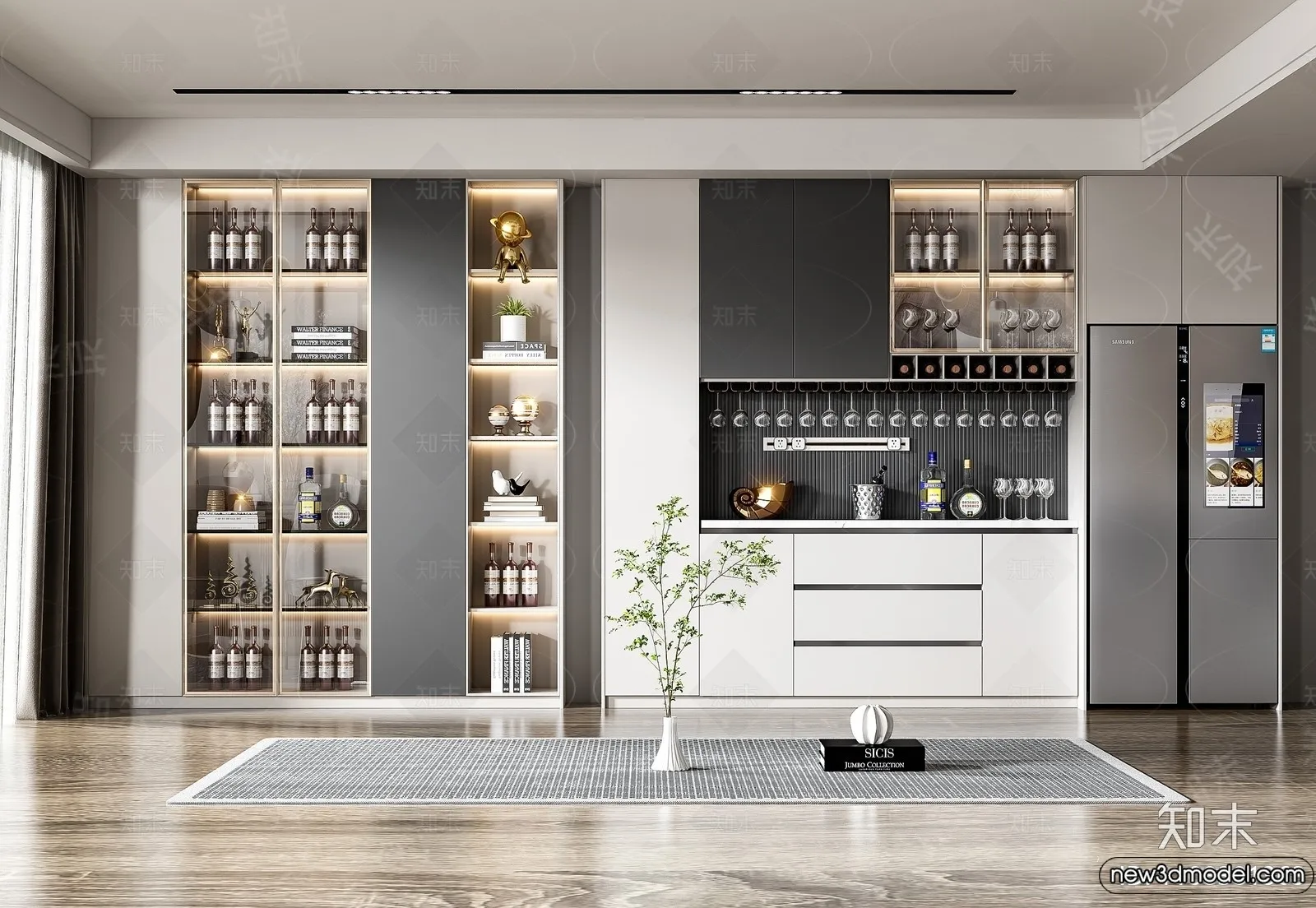 Wine Cabinet 3D Models - 3D Furniture for Interior Design - 121