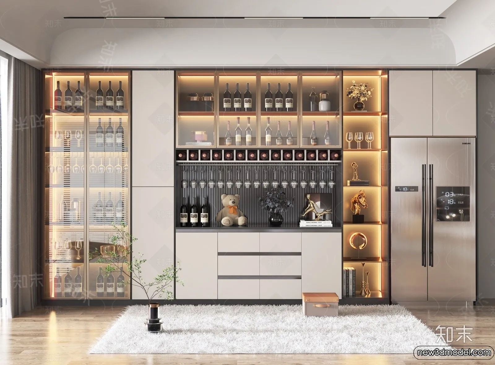 Wine Cabinet 3D Models - 3D Furniture for Interior Design - 132
