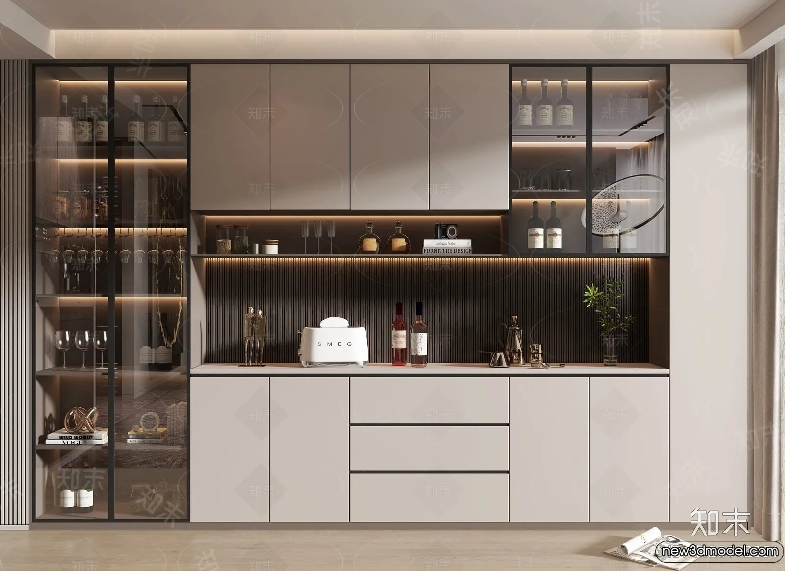 Wine Cabinet 3D Models - 3D Furniture for Interior Design - 136