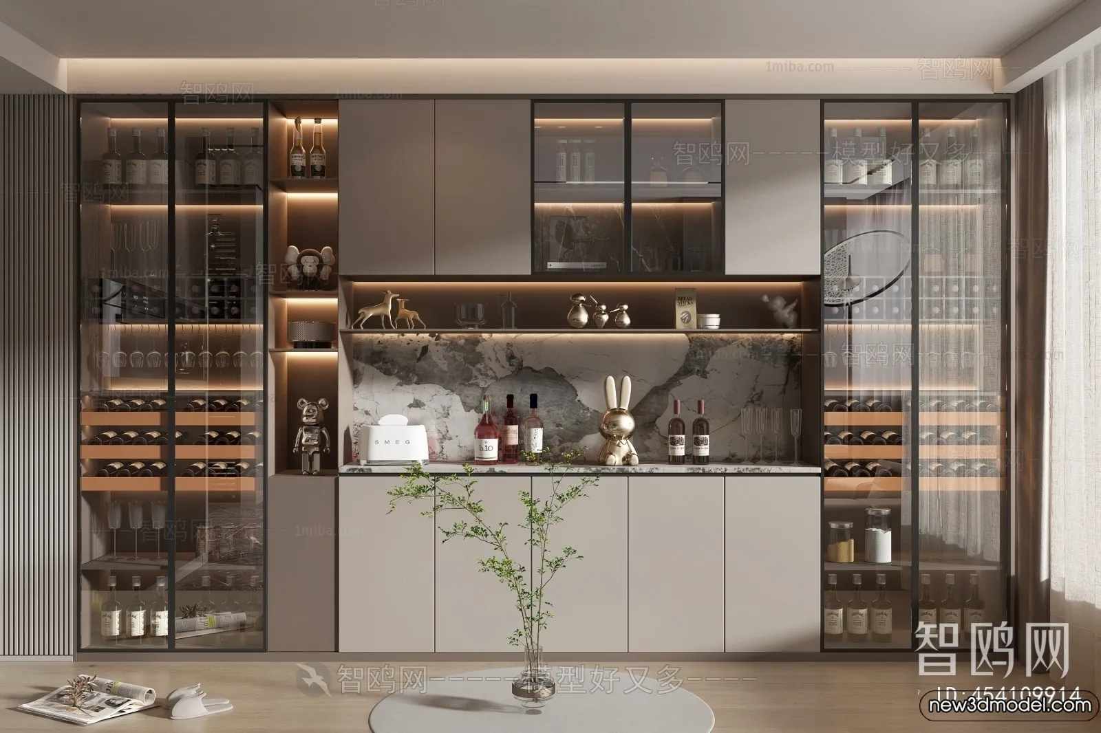 Wine Cabinet 3D Models - 3D Furniture for Interior Design - 139