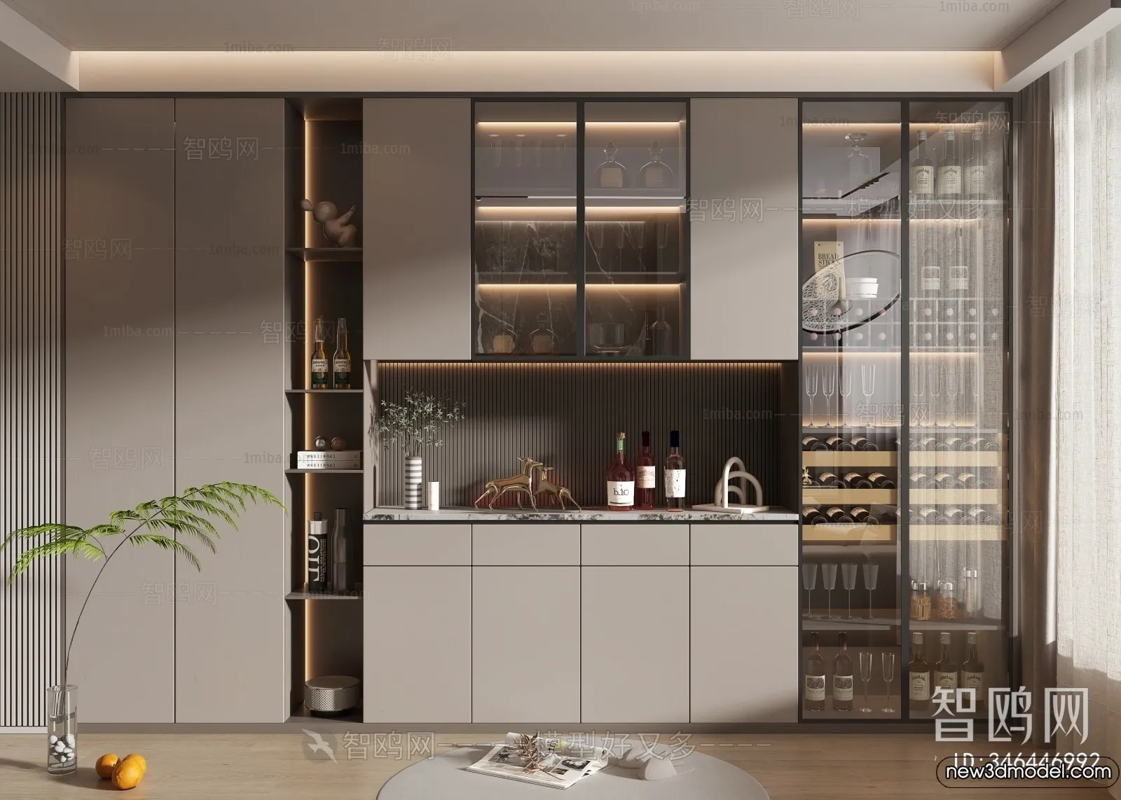 Wine Cabinet 3D Models - 3D Furniture for Interior Design - 143