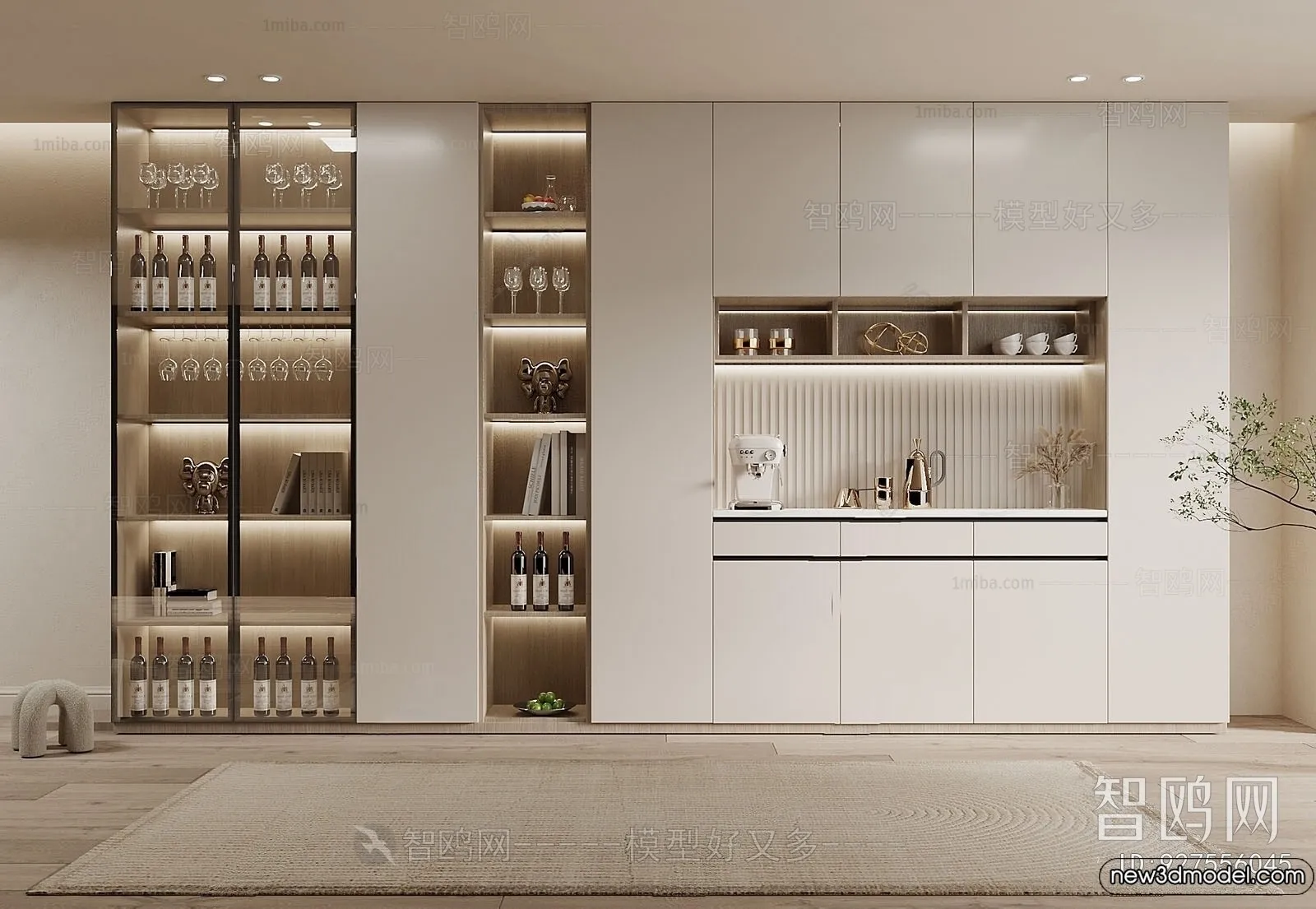 Wine Cabinet 3D Models - 3D Furniture for Interior Design - 144