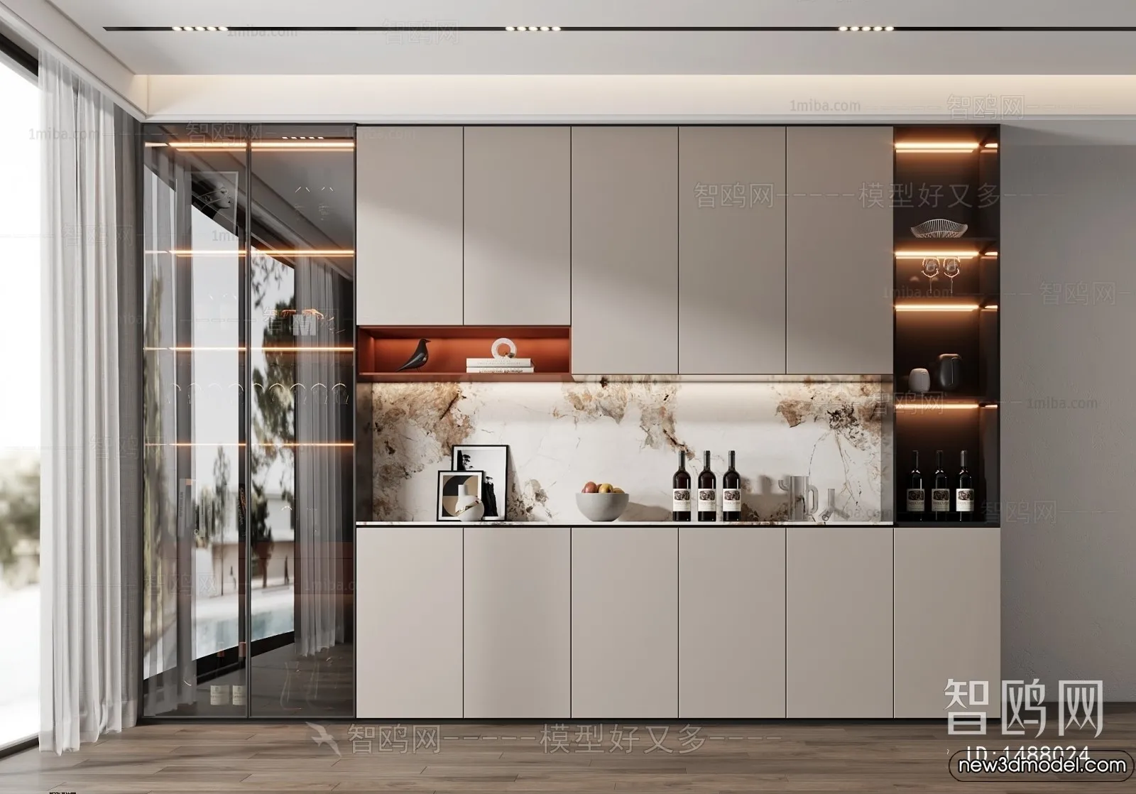 Wine Cabinet 3D Models - 3D Furniture for Interior Design - 148