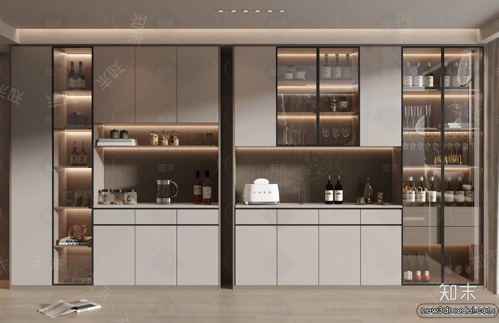 Wine Cabinet 3D Models - 3D Furniture for Interior Design - 152