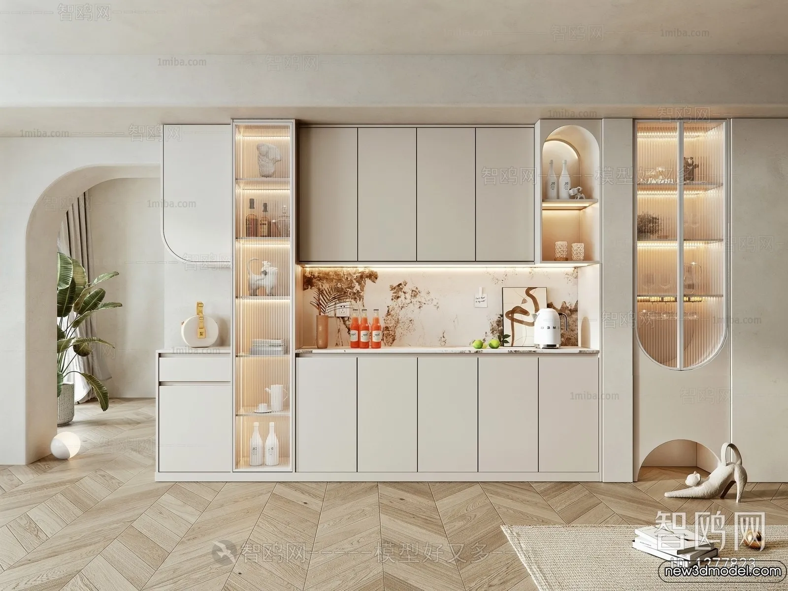 Wine Cabinet 3D Models - 3D Furniture for Interior Design - 161