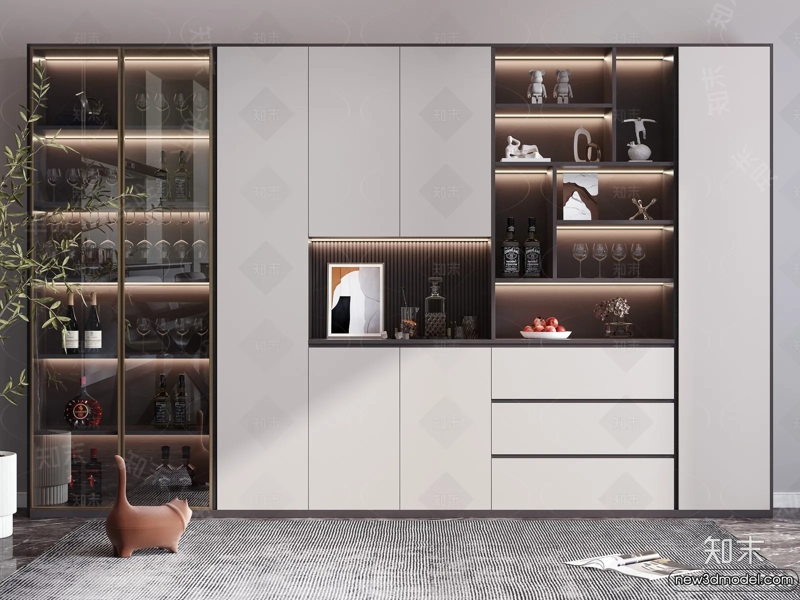 Wine Cabinet 3D Models - 3D Furniture for Interior Design - 163