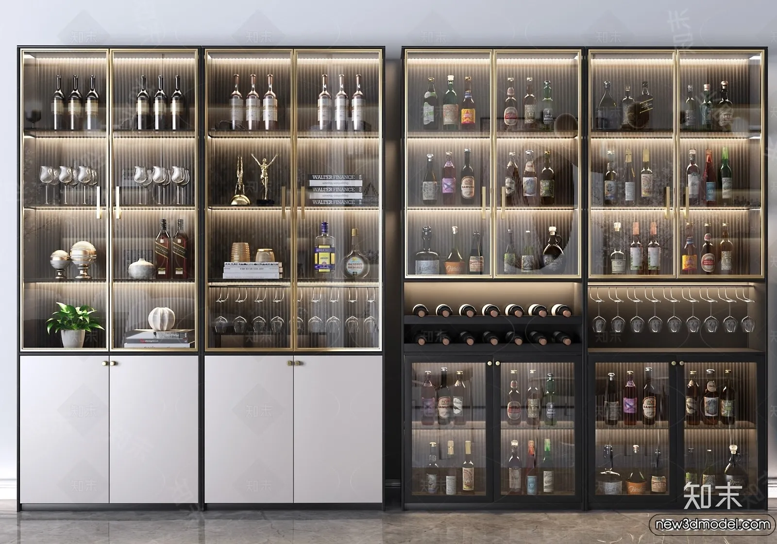 Wine Cabinet 3D Models - 3D Furniture for Interior Design - 168
