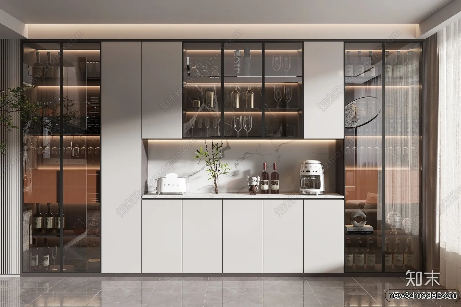 Wine Cabinet 3D Models - 3D Furniture for Interior Design - 174