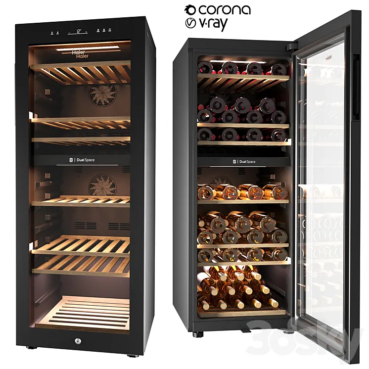 Wine cabinet (refrigerator) Haier FWC77GDAU1 3D Model Free