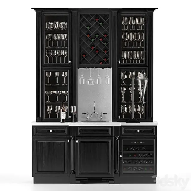Wine cabinet with sink 3D Model