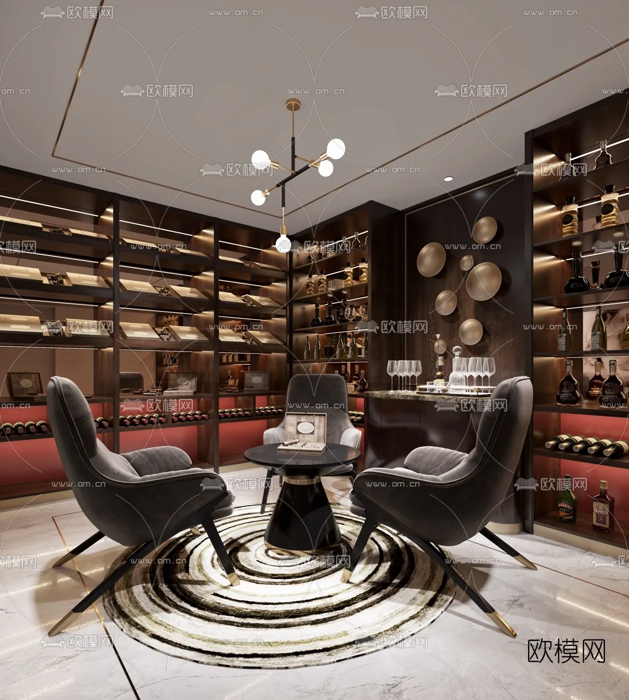 Wine Cellar 3D Model - Wine Cabinet - 007 - CORONA Render