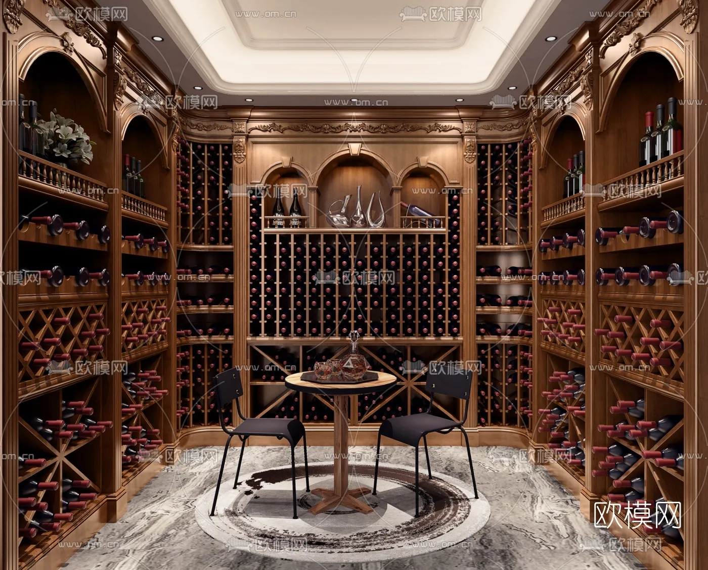 Wine Cellar 3D Model - Wine Cabinet - 008 - VRAY Render