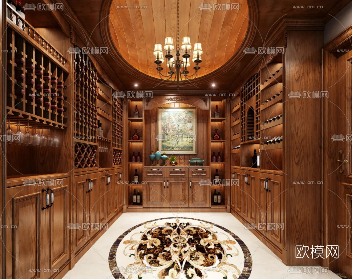 Wine Cellar 3D Model - Wine Cabinet - 011 - VRAY Render