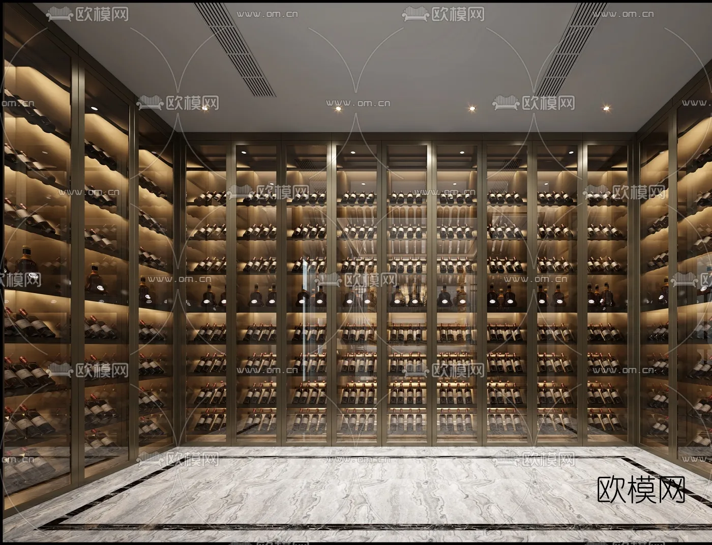 Wine Cellar 3D Model - Wine Cabinet - 012 - VRAY Render
