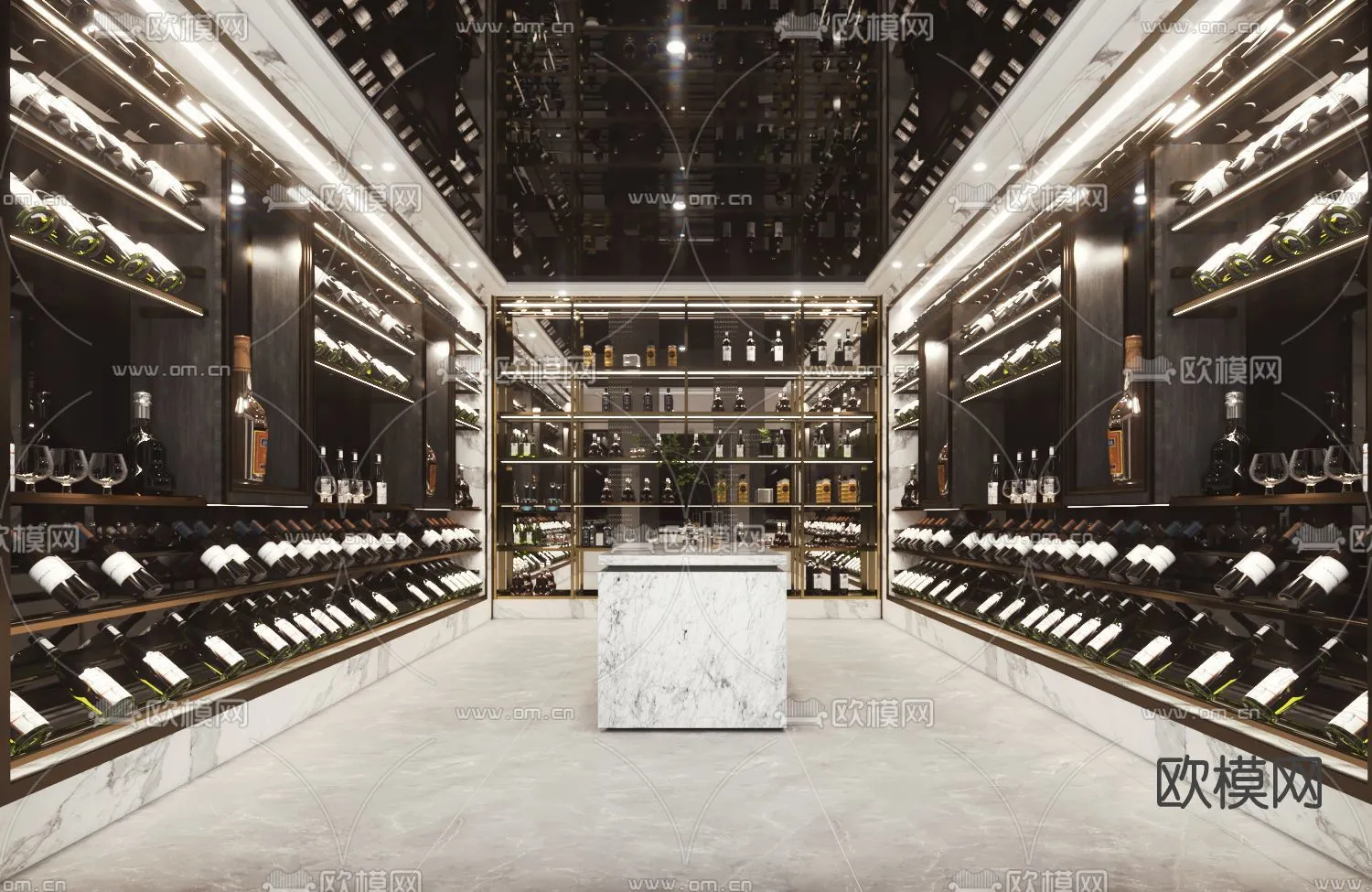Wine Cellar 3D Model - Wine Cabinet - 014 - VRAY Render