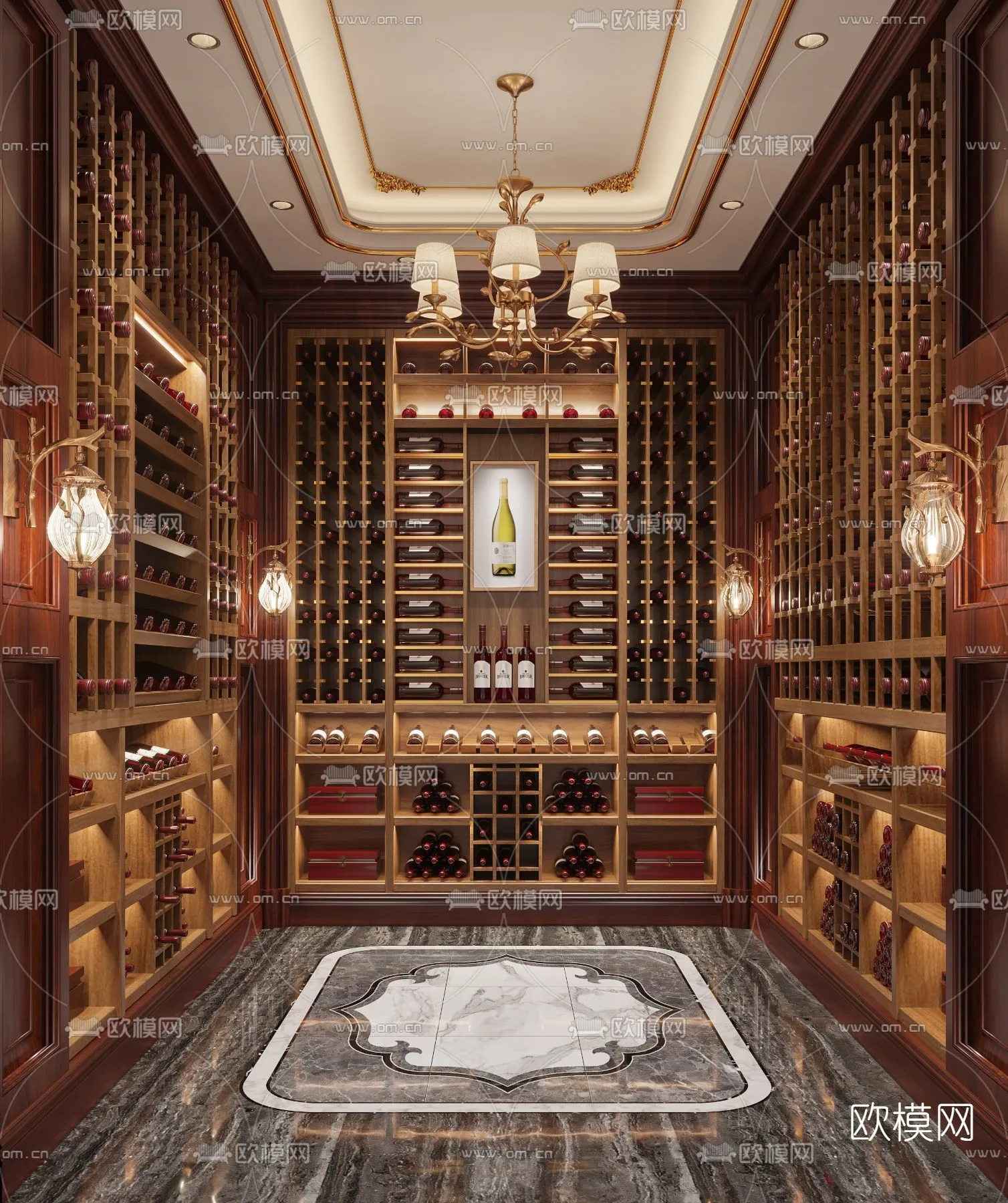 Wine Cellar 3D Model - Wine Cabinet - 020 - VRAY Render