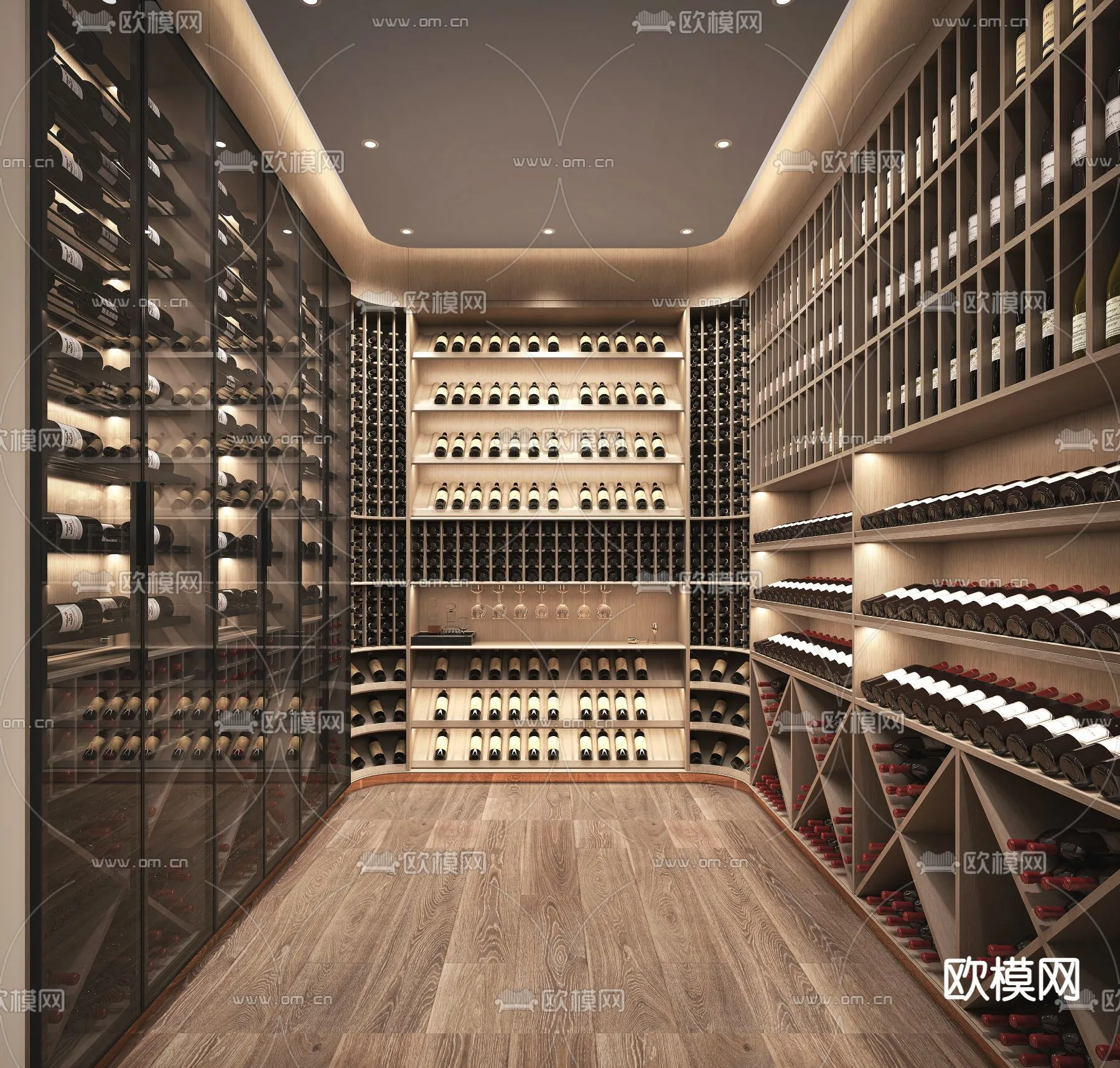 Wine Cellar 3D Model - Wine Cabinet - 021 - VRAY Render