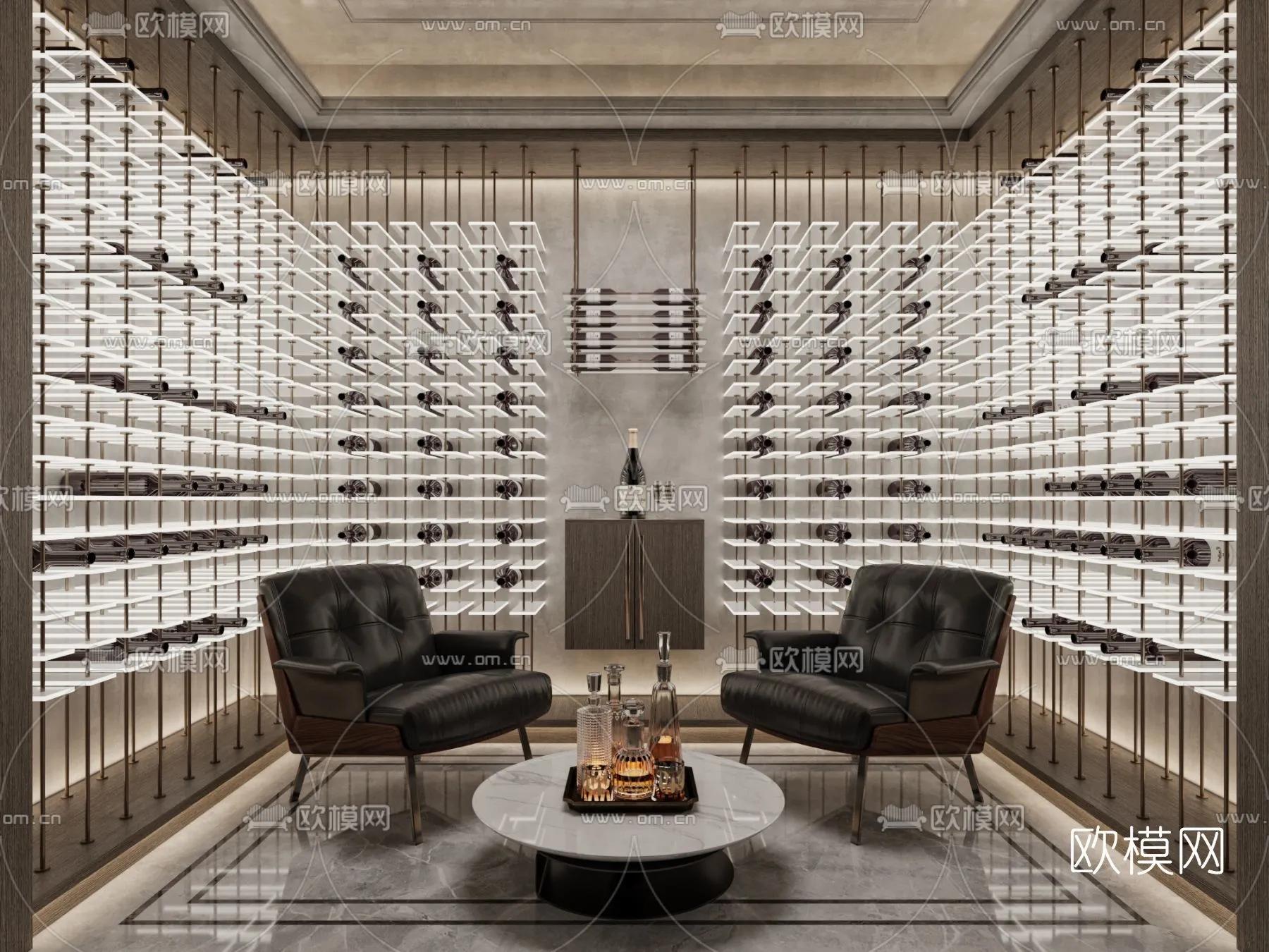 Wine Cellar 3D Model - Wine Cabinet - 022 - CORONA Render