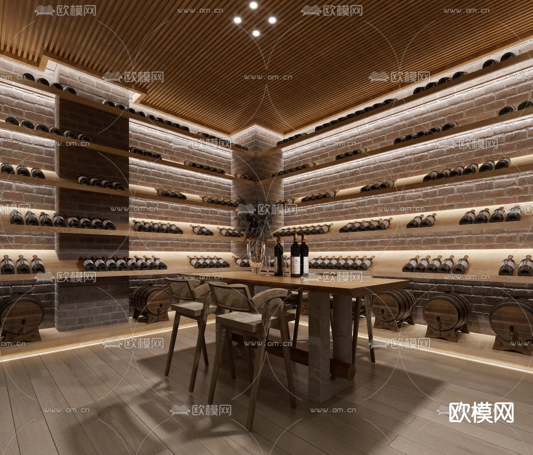 Wine Cellar 3D Model - Wine Cabinet - 023 - CORONA Render