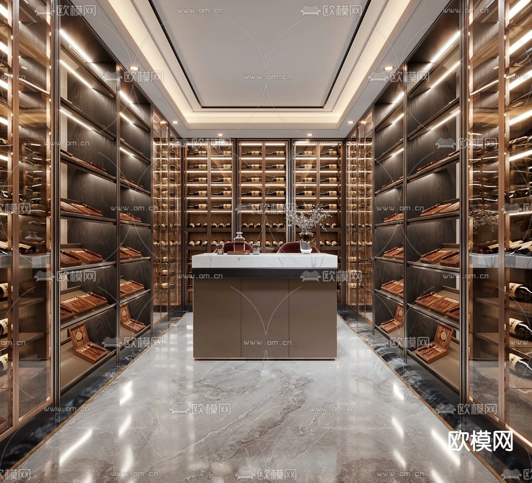 Wine Cellar 3D Model - Wine Cabinet - 026 - VRAY Render