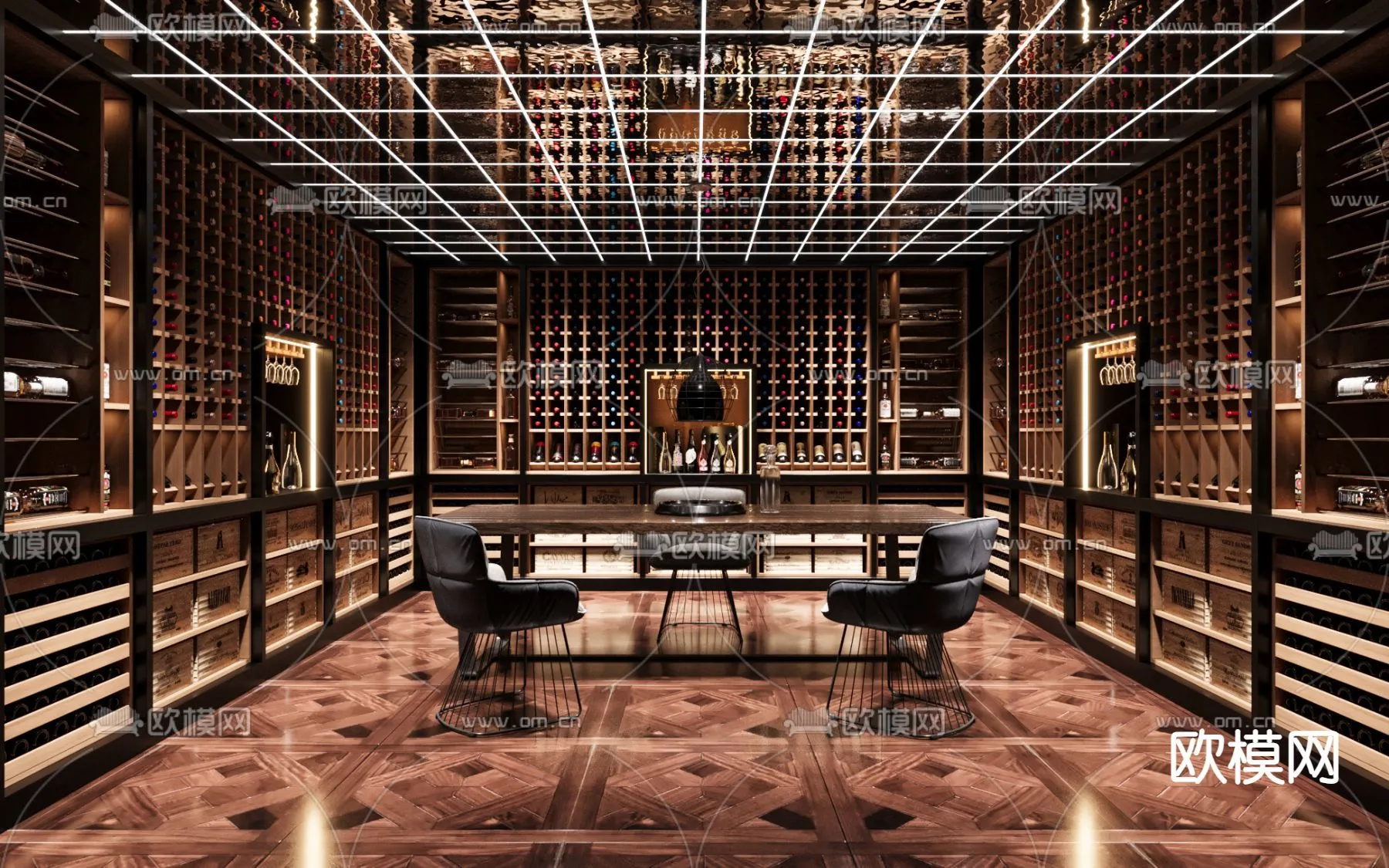 Wine Cellar 3D Model - Wine Cabinet - 027 - CORONA Render