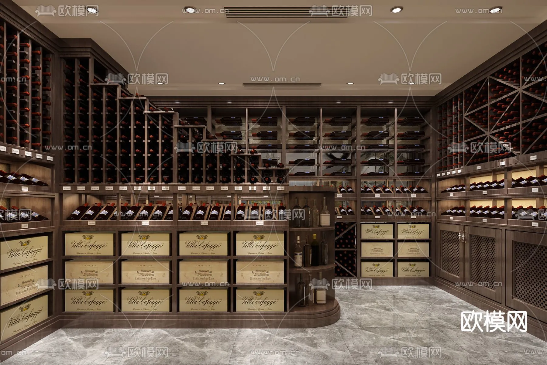 Wine Cellar 3D Model - Wine Cabinet - 034 - VRAY Render
