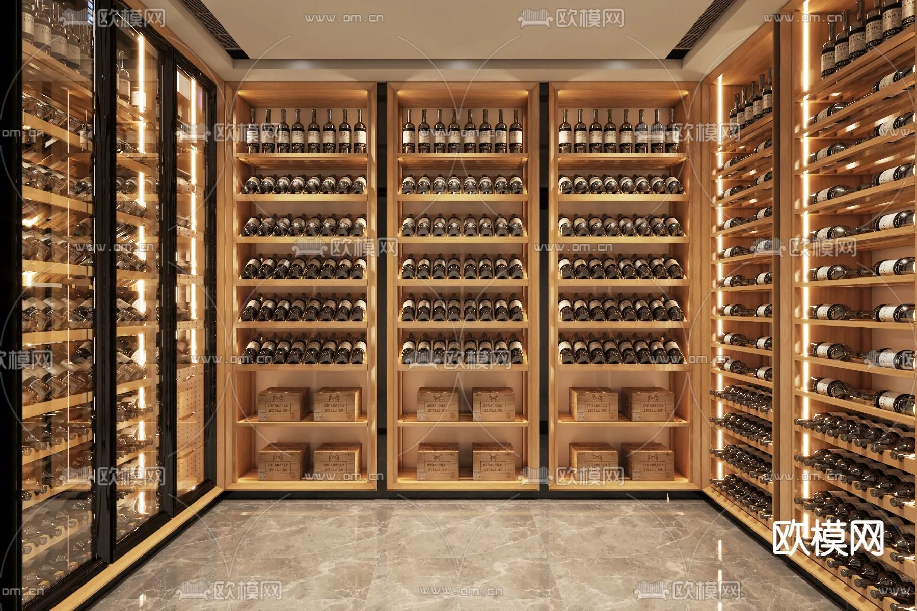 Wine Cellar 3D Model - Wine Cabinet - 038 - VRAY Render