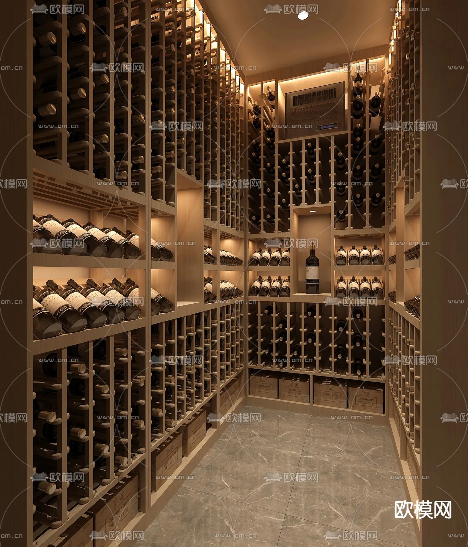 Wine Cellar 3D Model - Wine Cabinet - 042 - VRAY Render