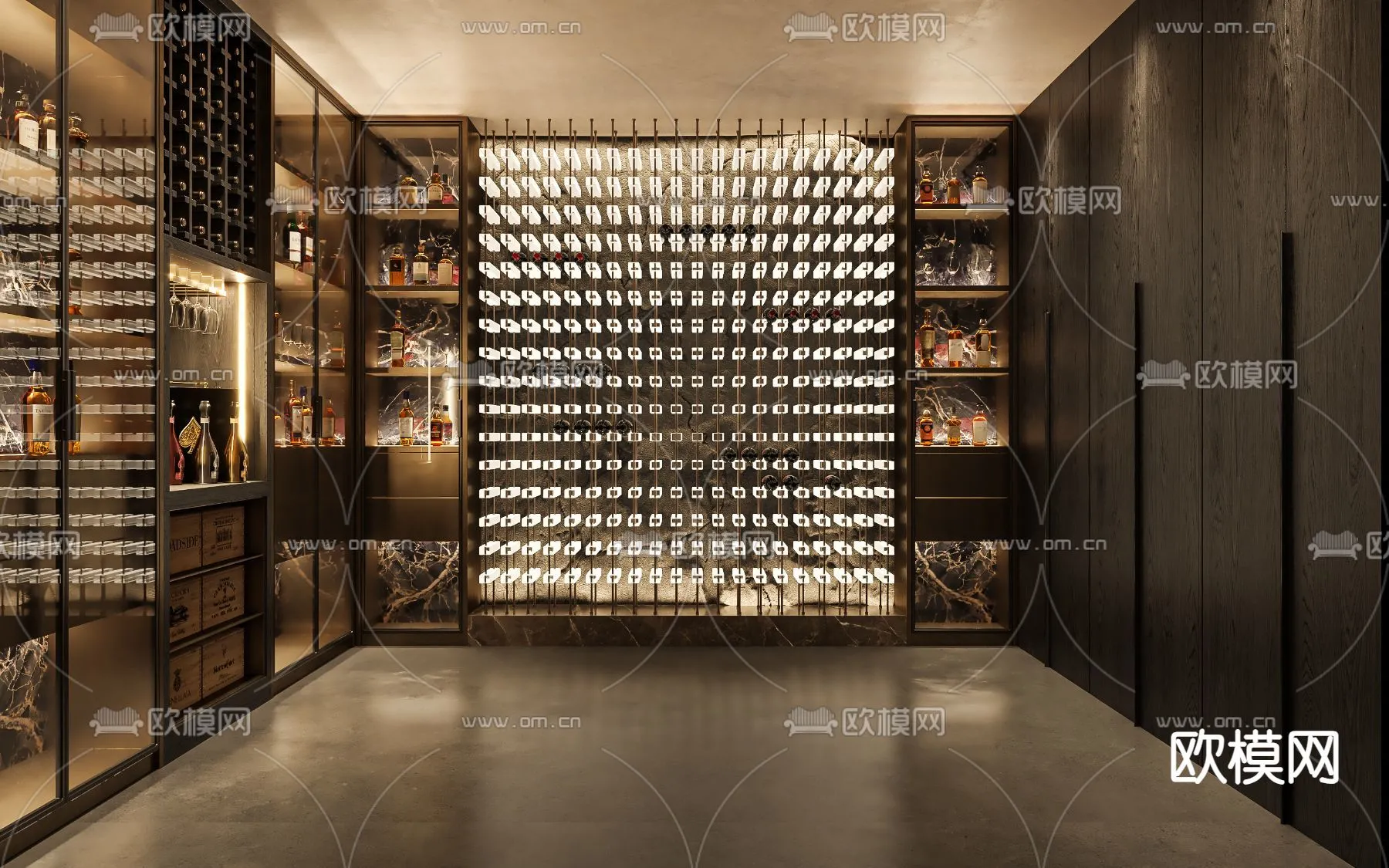 Wine Cellar 3D Model - Wine Cabinet - 043 - VRAY Render