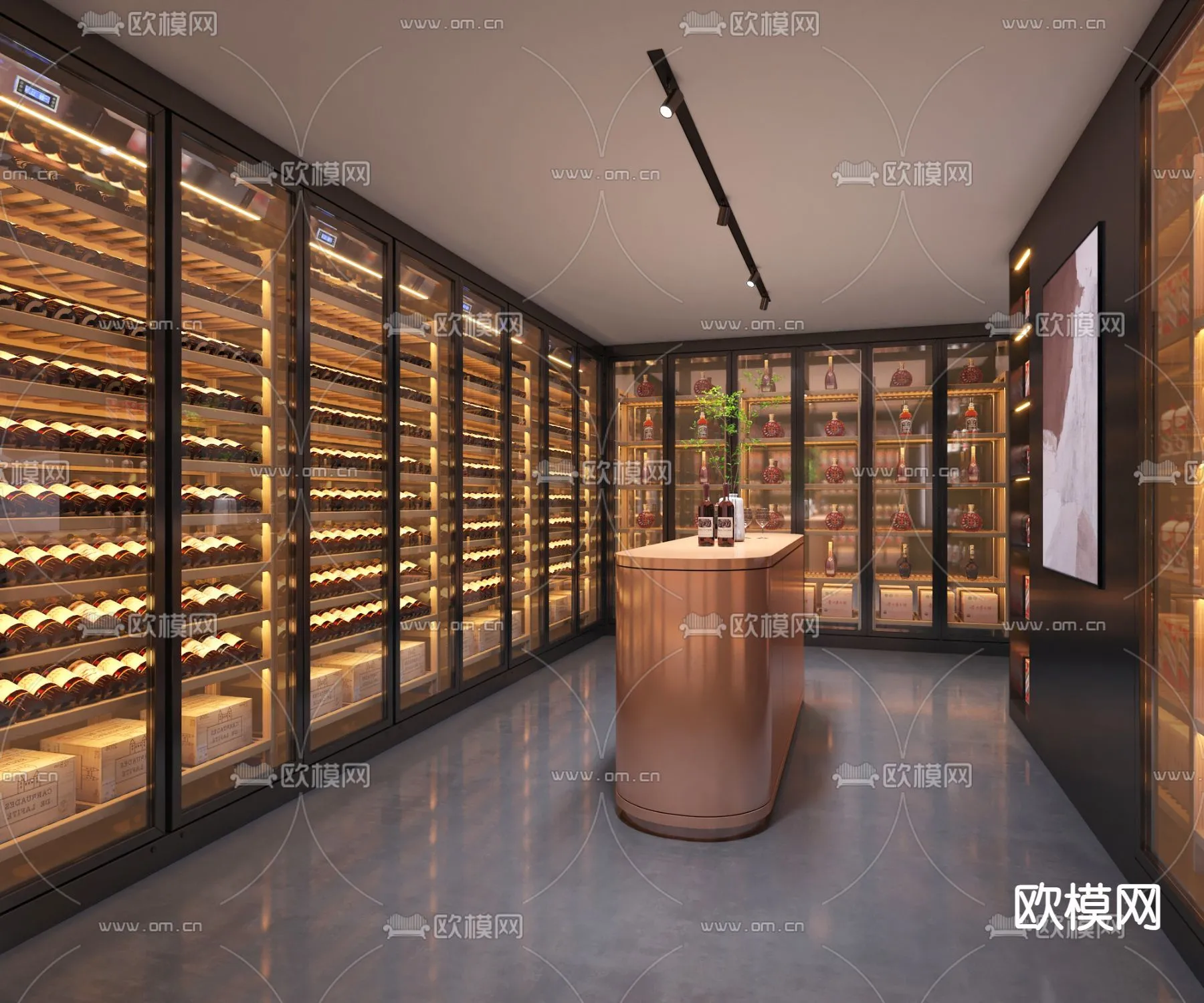 Wine Cellar 3D Model - Wine Cabinet - 050 - VRAY Render
