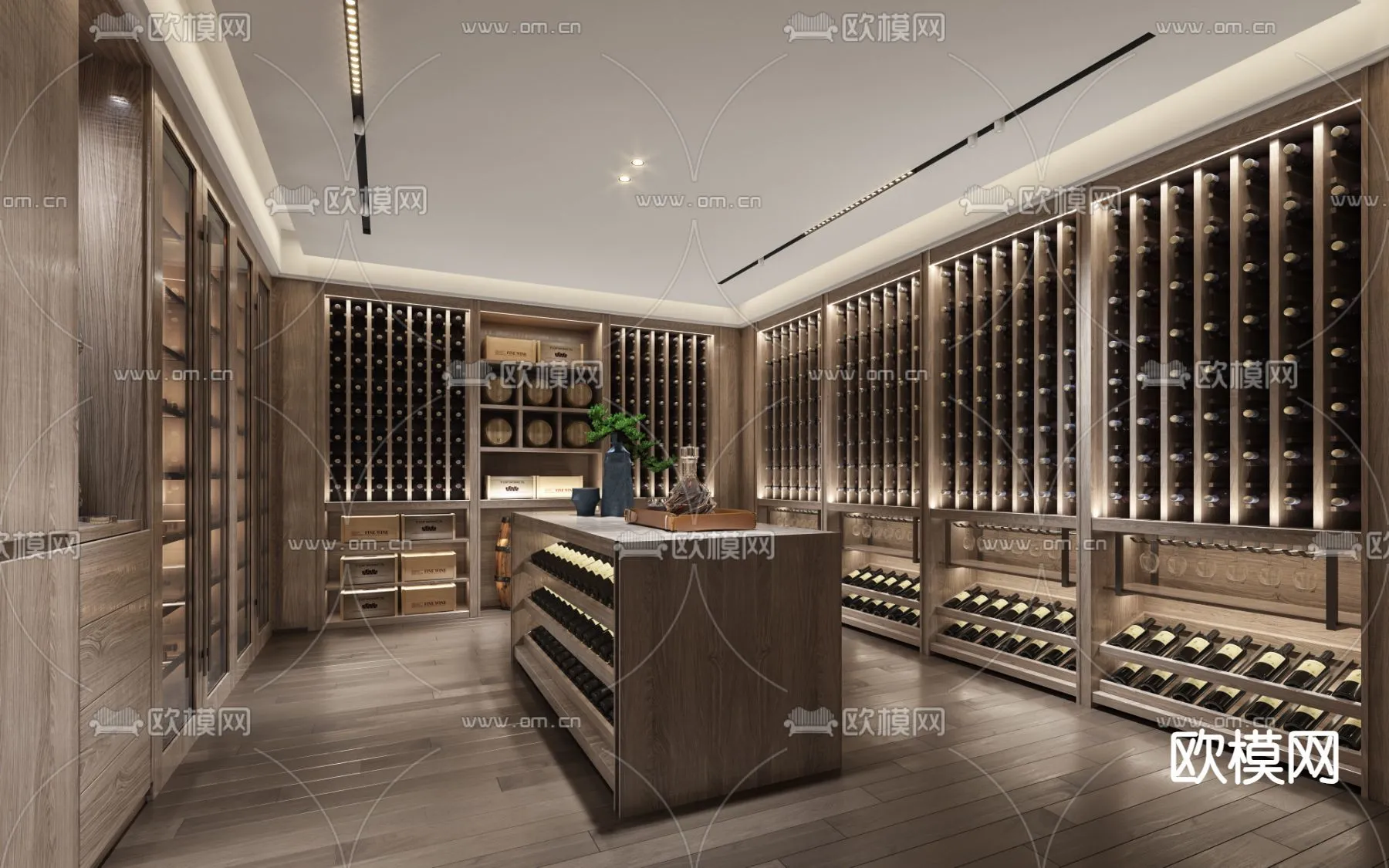 Wine Cellar 3D Model - Wine Cabinet - 051 - VRAY Render