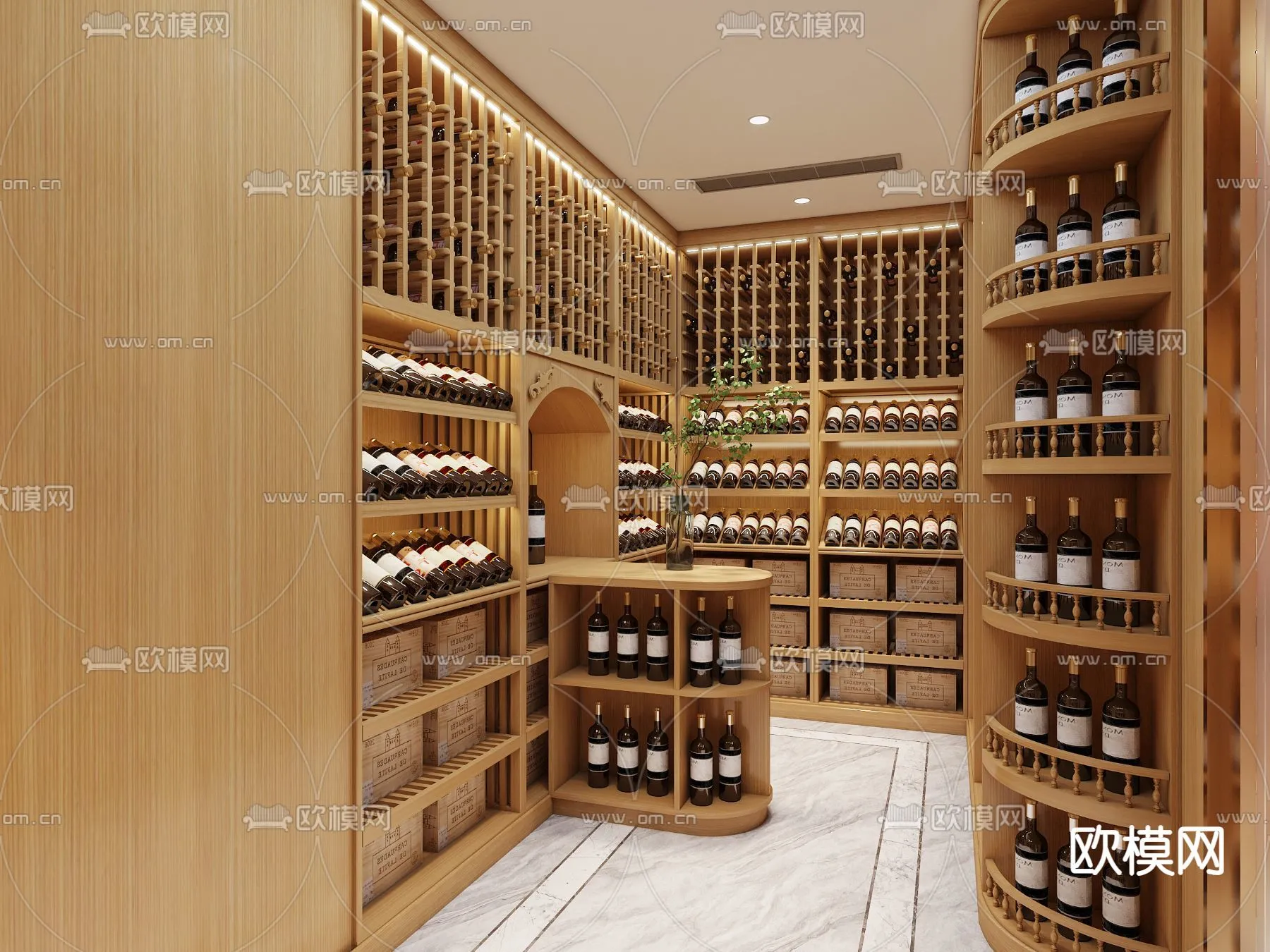 Wine Cellar 3D Model - Wine Cabinet - 054 - VRAY Render