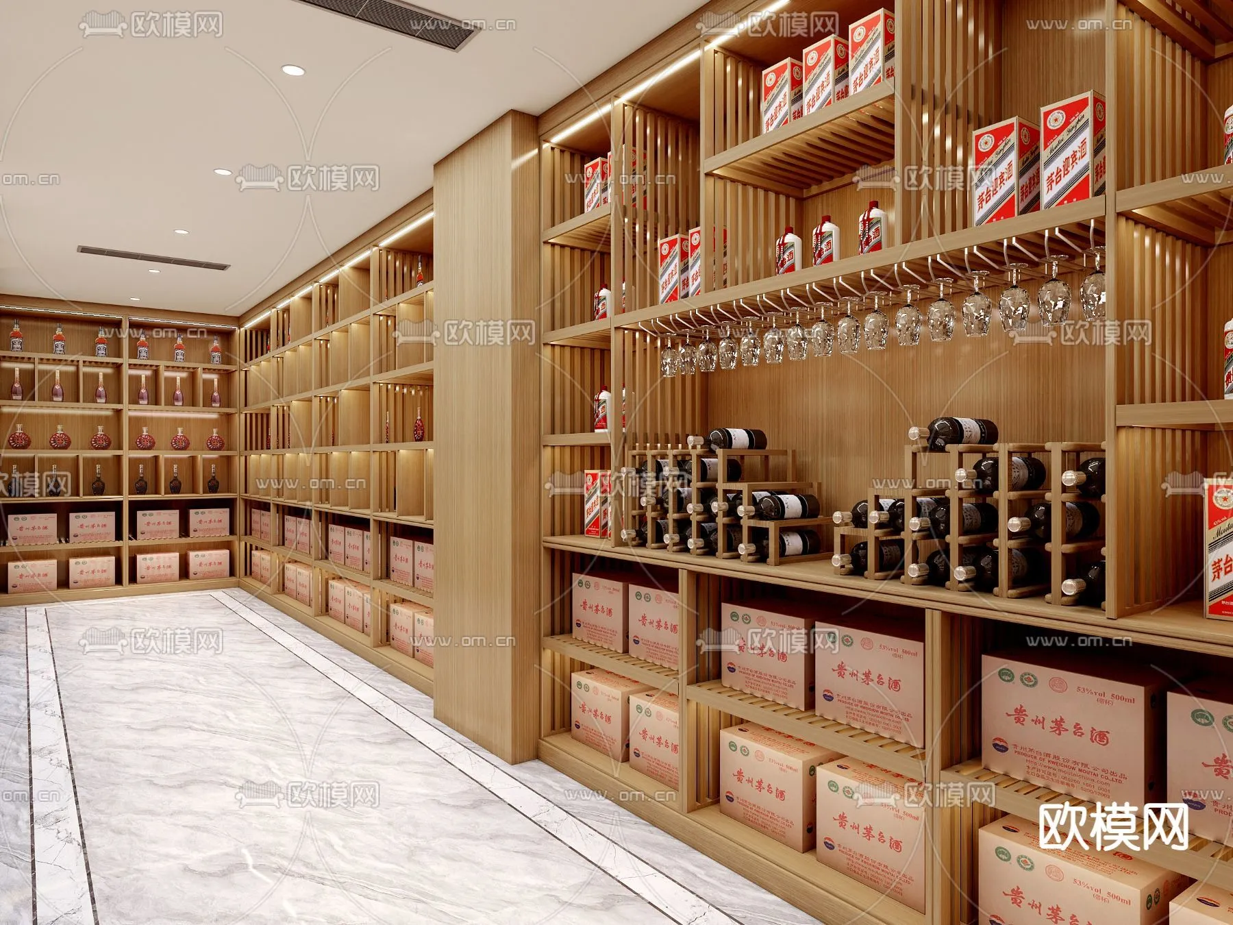 Wine Cellar 3D Model - Wine Cabinet - 055 - VRAY Render
