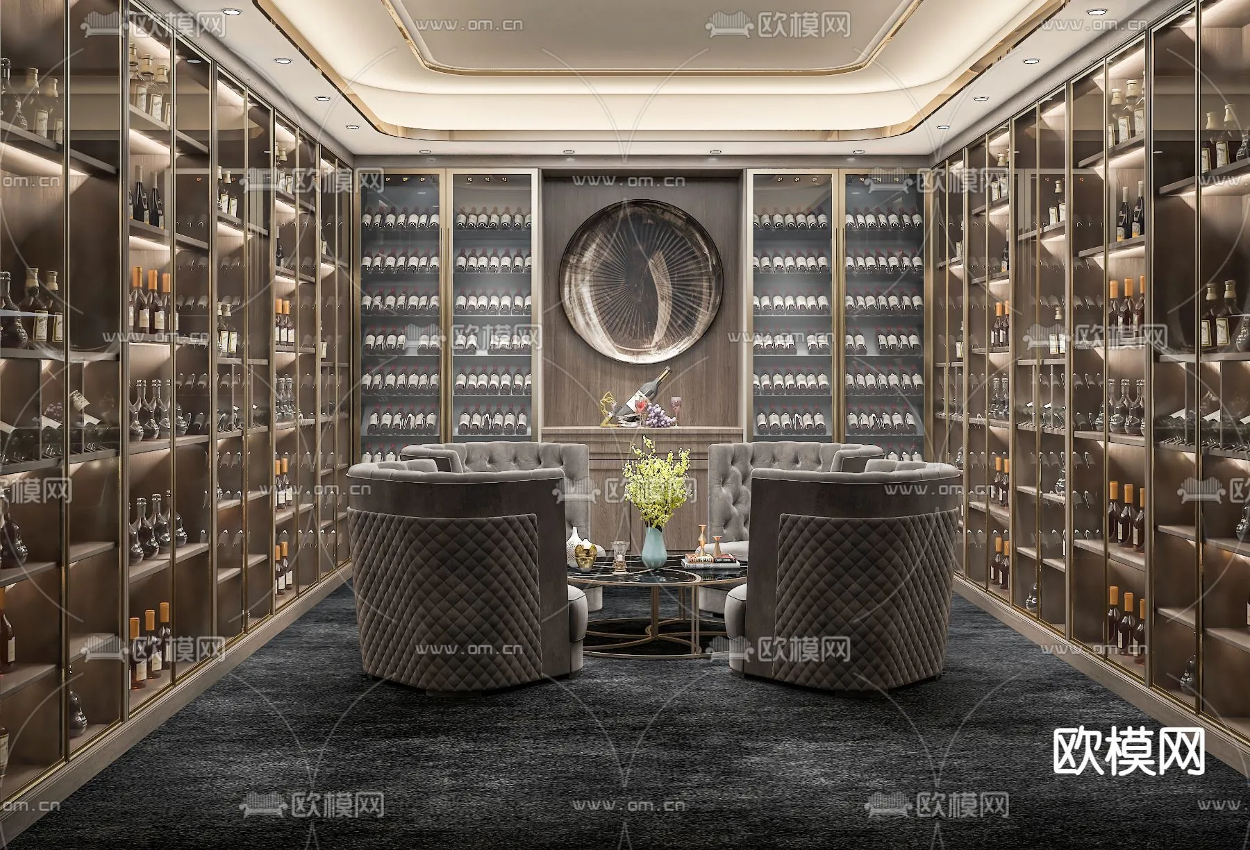 Wine Cellar 3D Model - Wine Cabinet - 057 - VRAY Render
