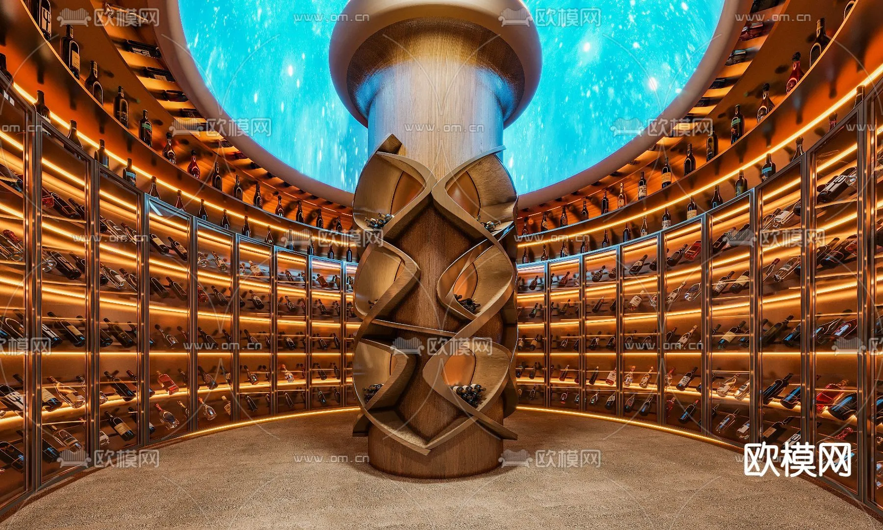Wine Cellar 3D Model - Wine Cabinet - 058 - CORONA Render