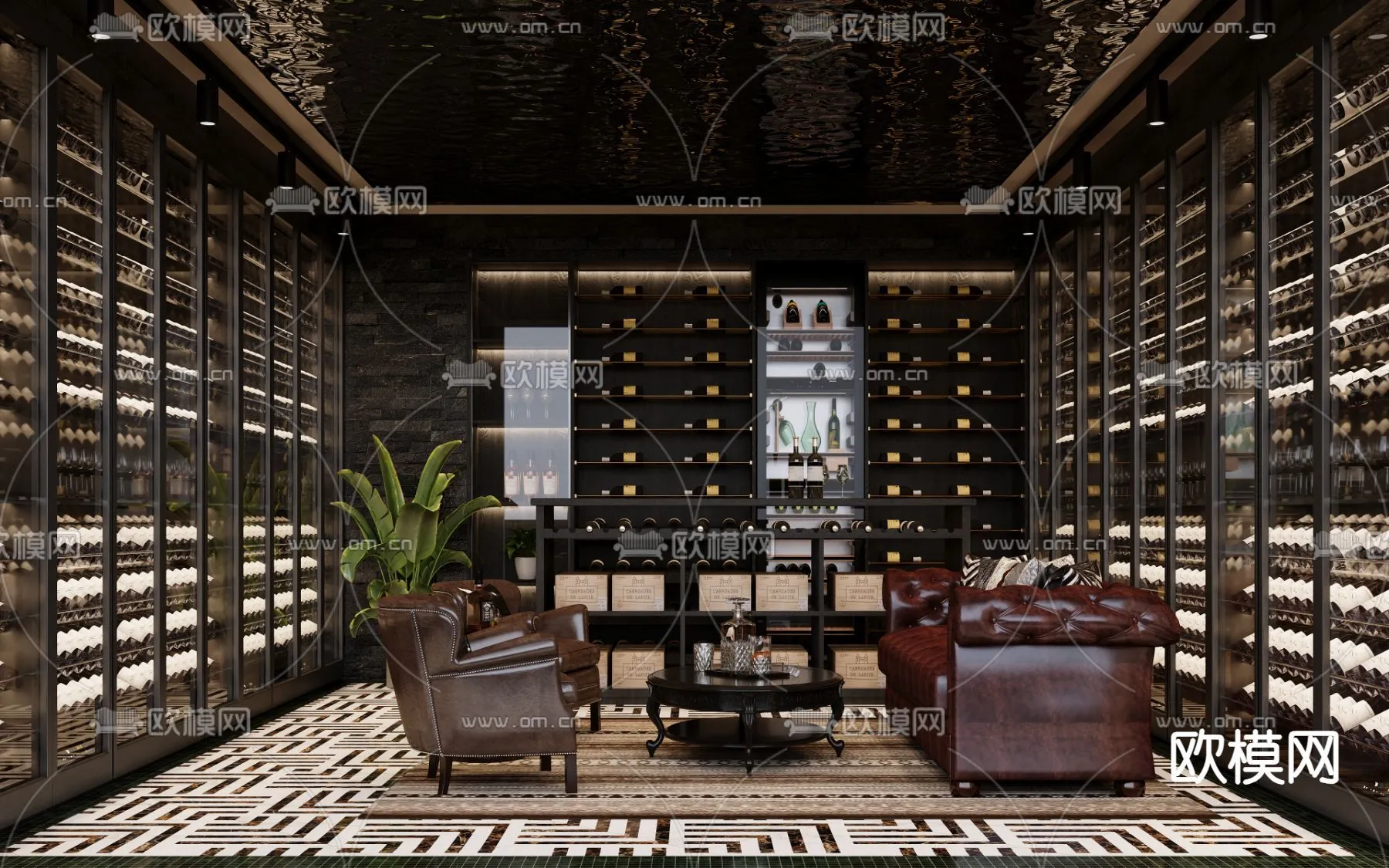 Wine Cellar 3D Model - Wine Cabinet - 061 - CORONA Render