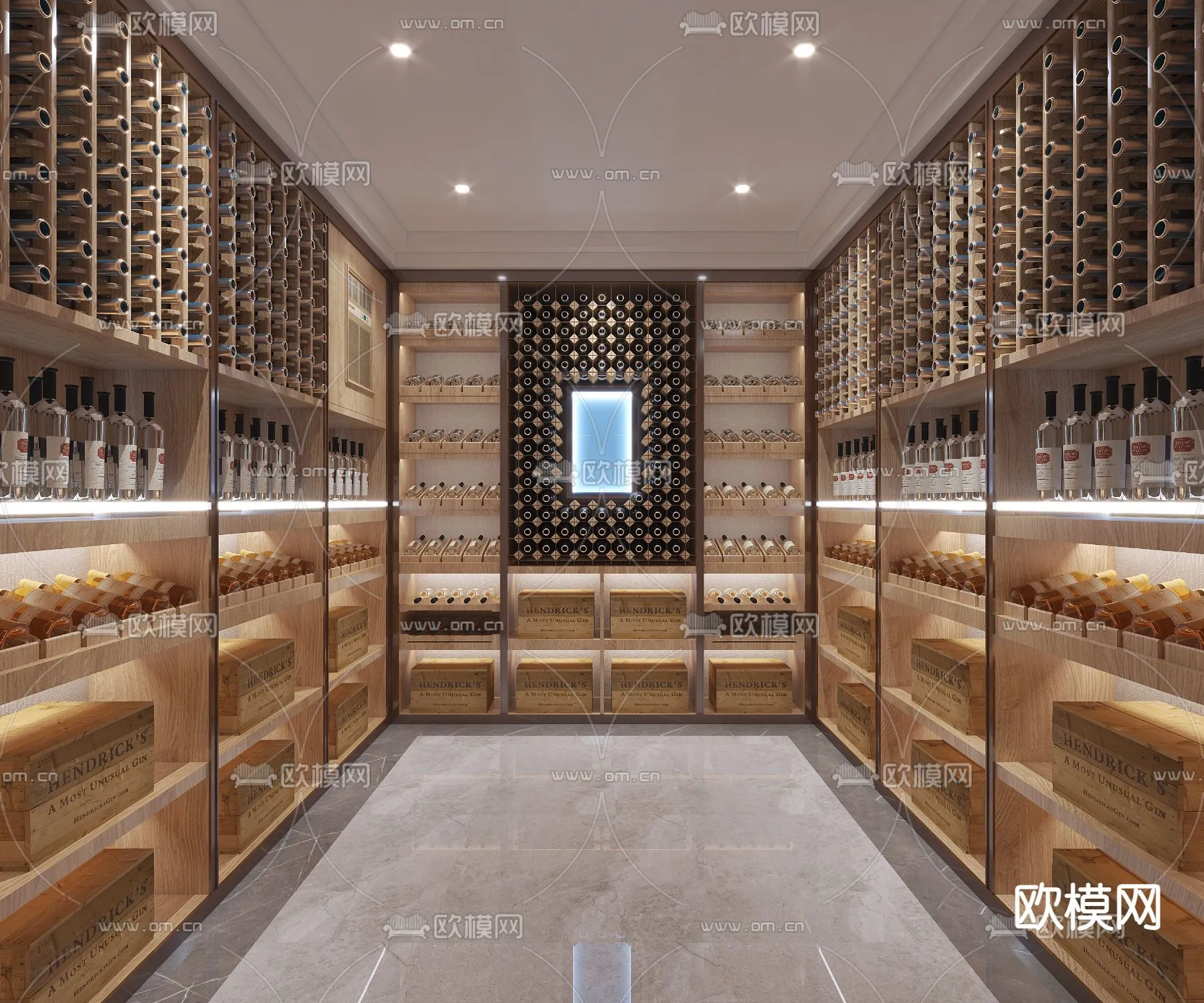 Wine Cellar 3D Model - Wine Cabinet - 062 - VRAY Render