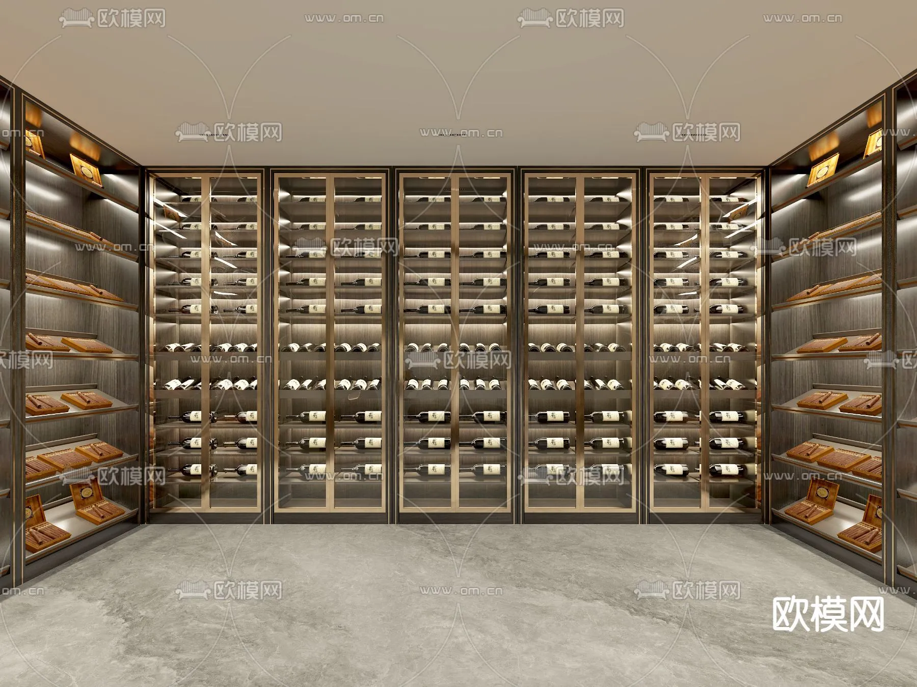 Wine Cellar 3D Model - Wine Cabinet - 063 - VRAY Render