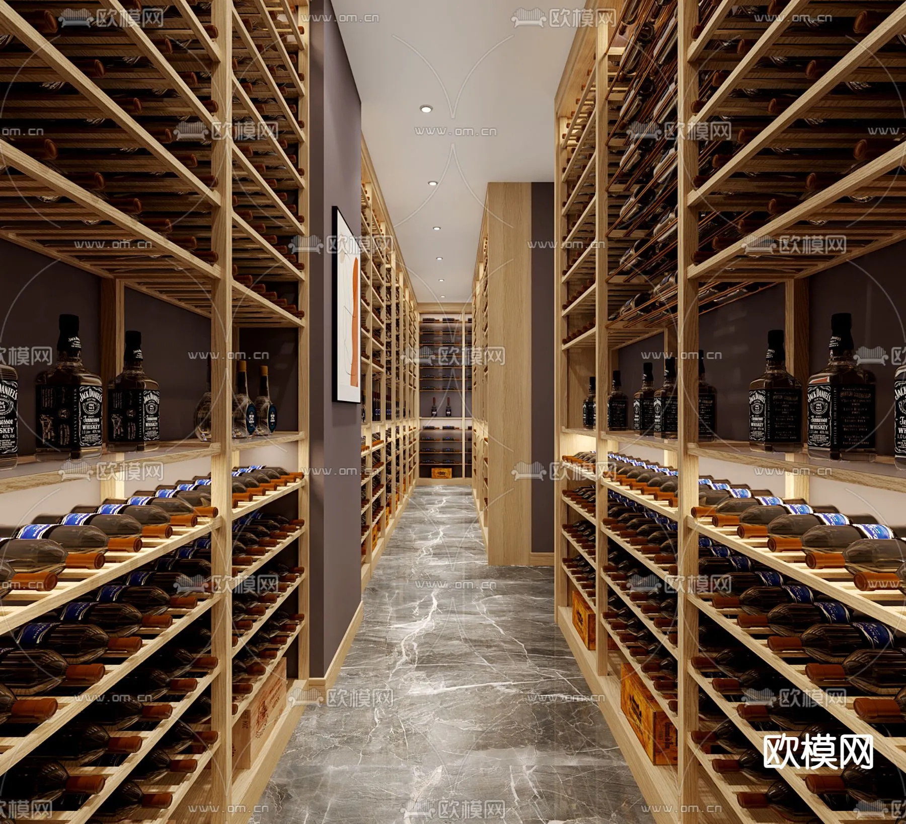 Wine Cellar 3D Model - Wine Cabinet - 065 - VRAY Render