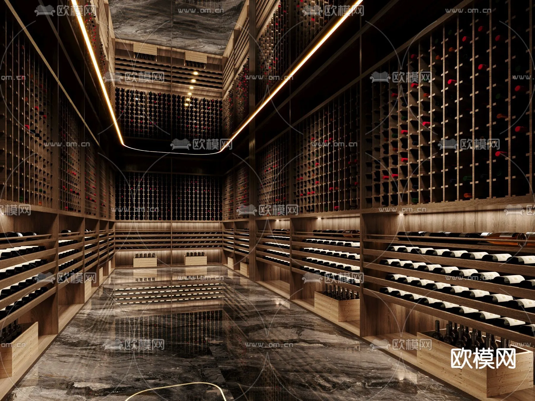 Wine Cellar 3D Model - Wine Cabinet - 066 - CORONA Render
