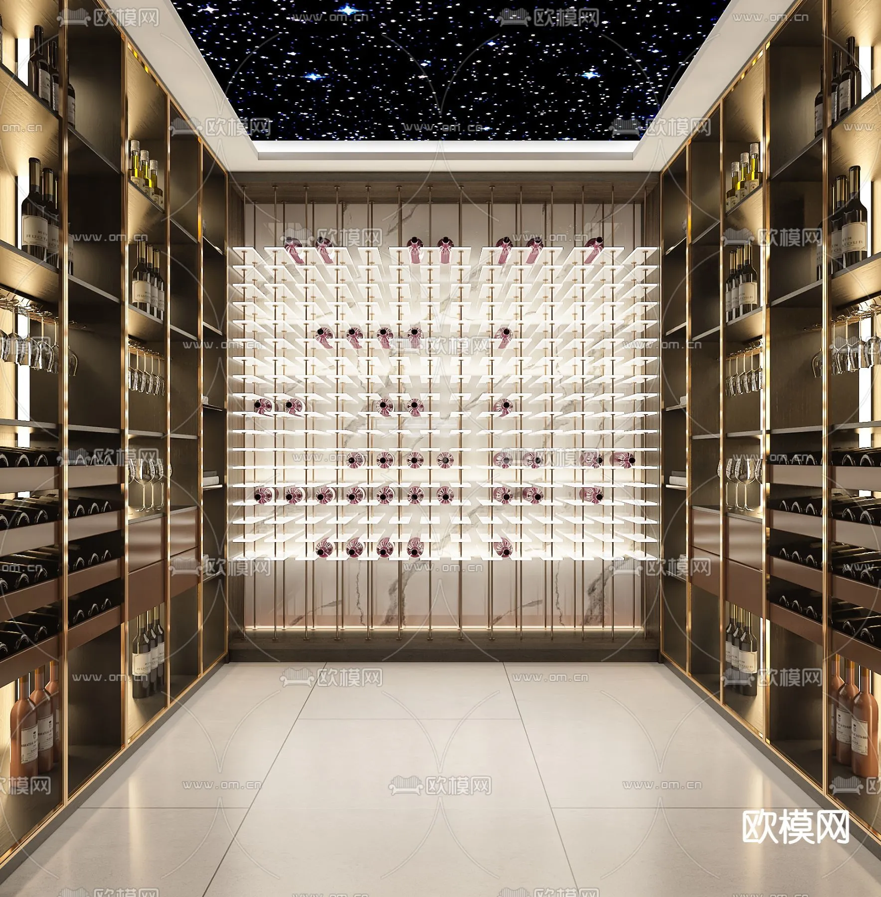 Wine Cellar 3D Model - Wine Cabinet - 067 - VRAY Render