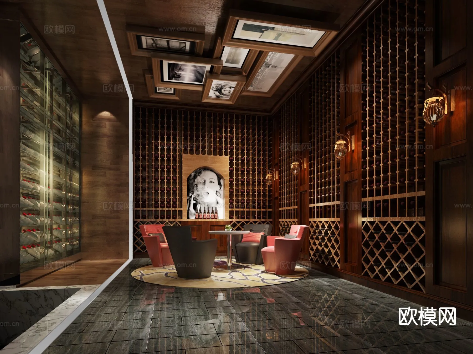 Wine Cellar 3D Model - Wine Cabinet - 072 - VRAY Render