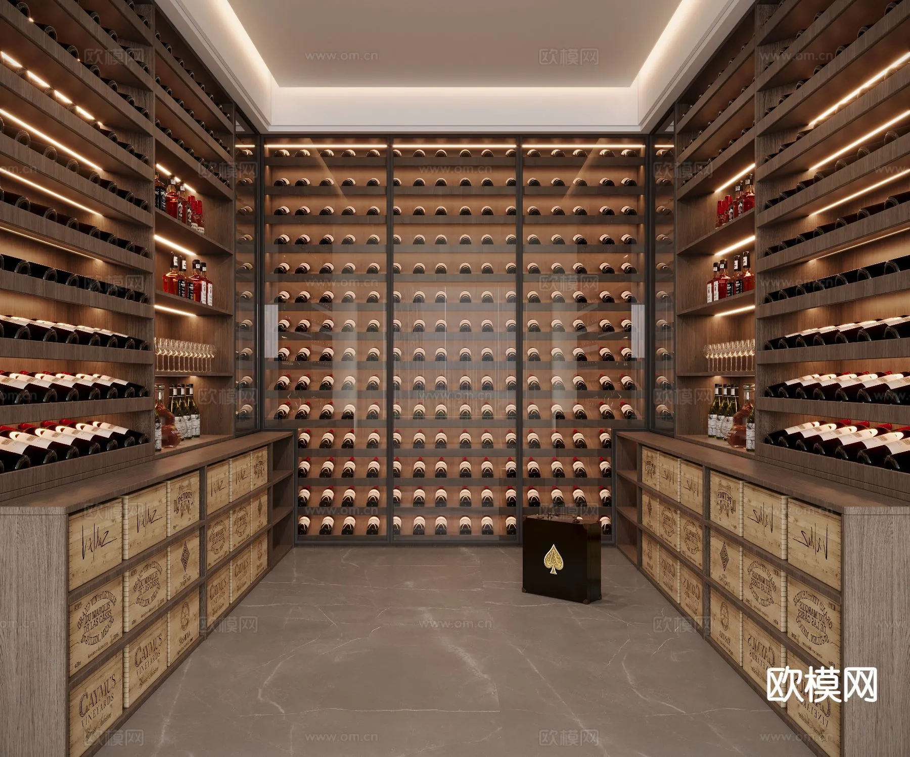 Wine Cellar 3D Model - Wine Cabinet - 075 - CORONA Render